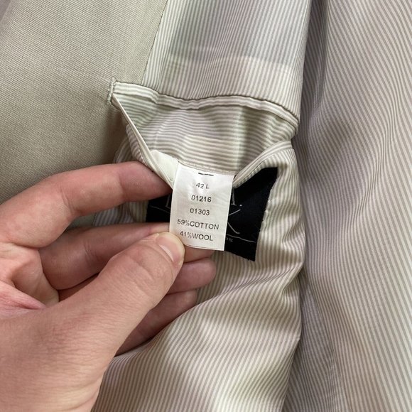 Jos A Bank Mens 42L Beige Cream Tailored Fit Sport Coat 2-Button Wool/Cotton GUC - Picture 5 of 12